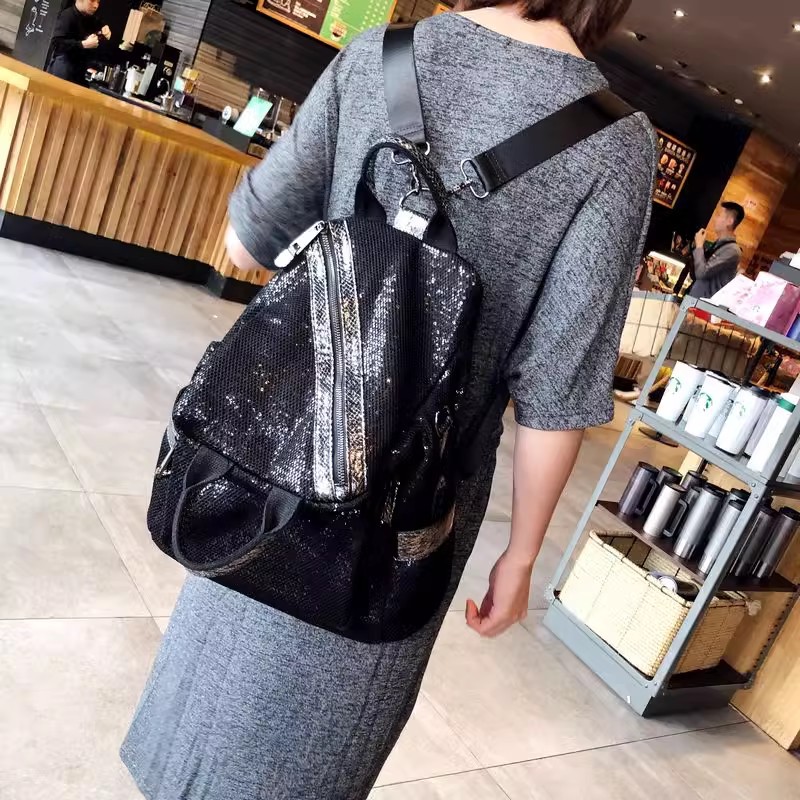Luxury High Quality Bags - 여성용 나일론 스팽글 백팩, 하이 퀄리티