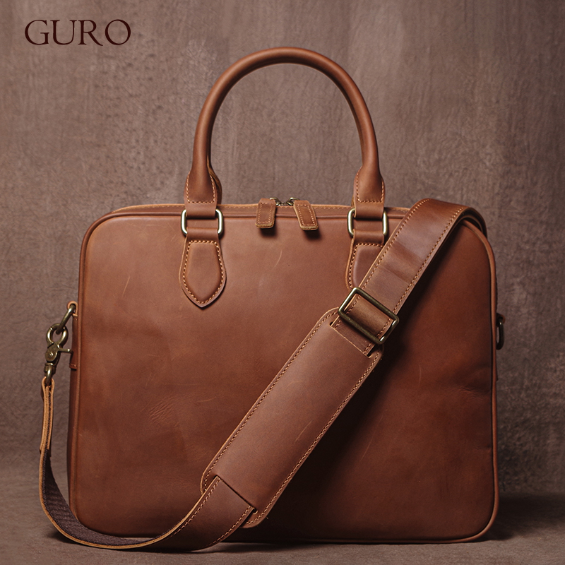 Luxury Bags Laptop - GURO 남자 크레이지 호스 소 가죽