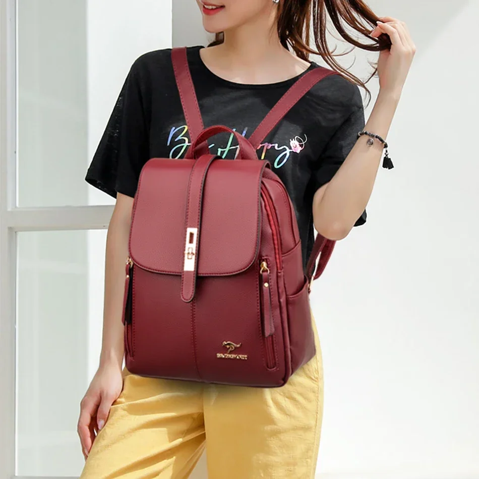 여성 가죽 대용량 배낭 여자를위한 고품질 빈티지 학교  - Luxury High Quality Bags 리뷰 및 가격