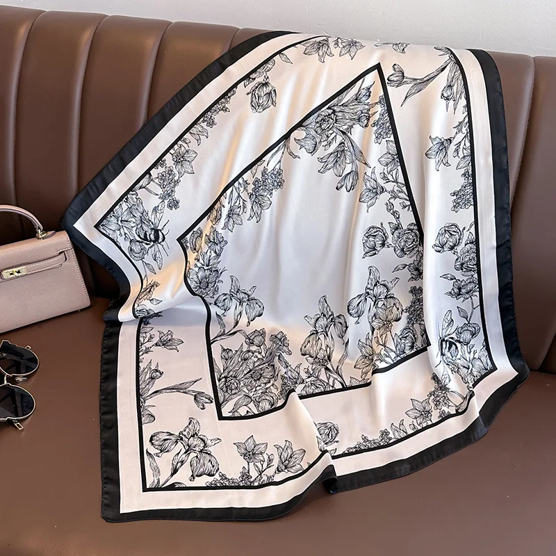 여성용 플라워 프린트 실크 스퀘어 스카프, 럭셔리 풀라 - Discount Luxury Bags 리뷰 및 가격