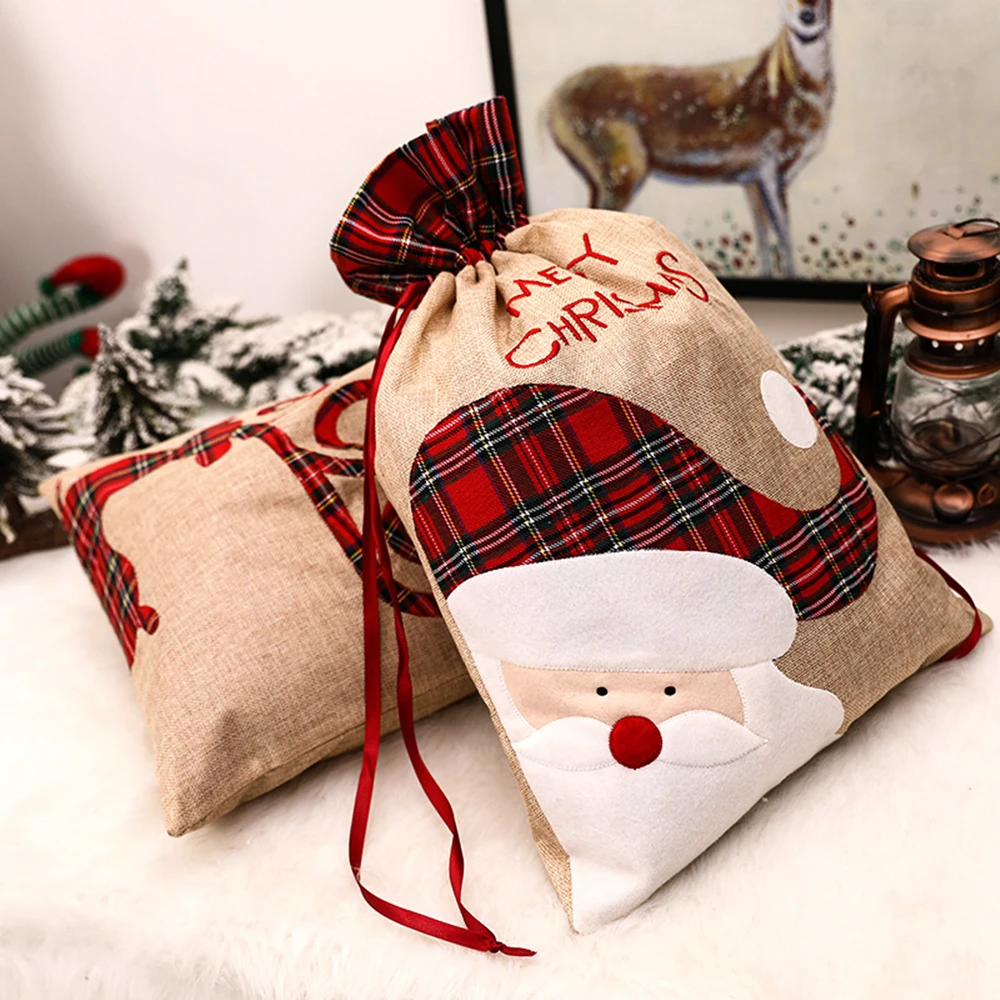 대형 크리스마스 선물 가방 끈 달린 고급 리넨 포장 가 - Luxury Xmas Bags 리뷰 및 가격