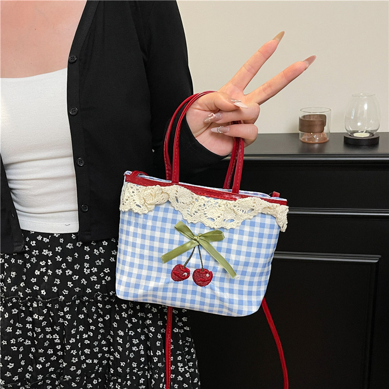 여성용 새 핸드백 한국 체크 무늬 폴카 도트 리본 귀여 - Luxury High Quality Bags 리뷰 및 가격